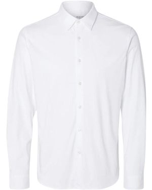 SELECTED Overhemden ,Wit ,Katoen Wit Overhemd Met Lange Mouwen Slim Fit