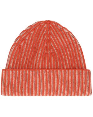Moorer Kaschmir Rippstrick Beanie Mütze - Rot