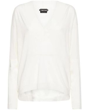 Tom Ford Truien & Vesten ,Wit ,Kasjmier V-Hals Truien