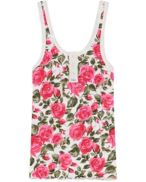 Chloé Tops ,Veelkleurig ,Katoen Sleeveless Top - Rood