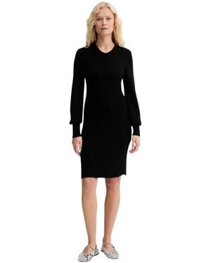 Twinset Jurk Met Lange Mouwen En Ribbelstructuur - Zwart