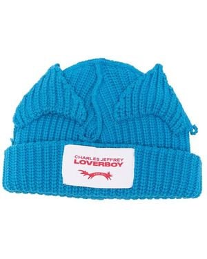 Loverboy by Charles Jeffrey Blauer Baumwolltierohren-Logo-Hut