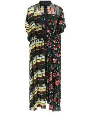 Sacai Pattern Mix Dress - Grün