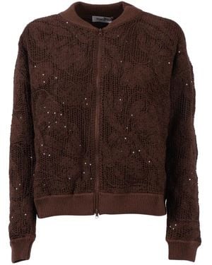 Kangra Truien & Vesten ,Bruin ,Pailletten Bomber Cornely Con Fodera E Paillettes