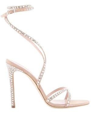 Paris Texas Roze Leren Sandalen Met Kristallen - Wit