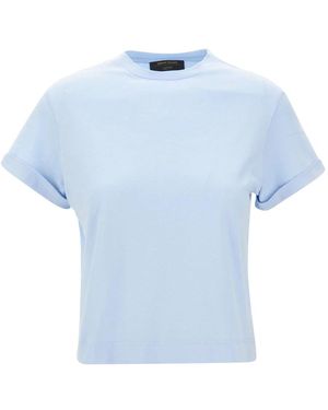 Gran Sasso Tops ,Blauw ,Katoen T-Shirt Met Ronde Hals