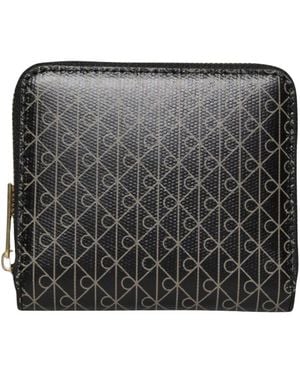 Calvin Klein Accessoires ,Zwart ,Polyester Emblem Portemonnee Met Rits