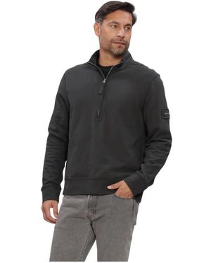 Calvin Klein Hoodies & Sweatvesten ,Zwart ,Katoen Ls Eu 350Terry Badge Qtr Zip
