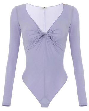 Elisabetta Franchi Crêpe Jersey Bodysuit Met Drapering - Paars