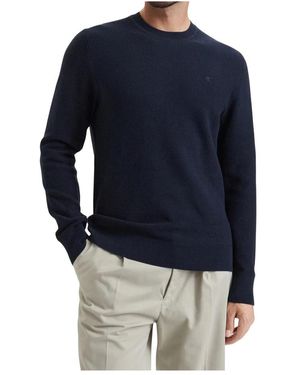 Calvin Klein Truien & Vesten ,Blauw ,Katoen Textured Cotton Crewneck Sweater