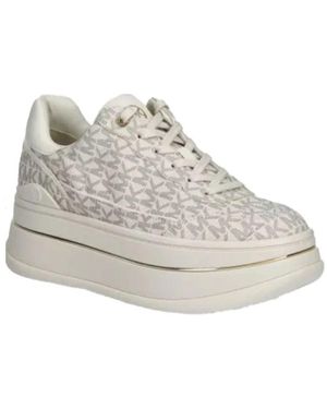 Michael Kors Schoenen ,Polyester Hayes Signature Logo Platform Sneaker - Wit