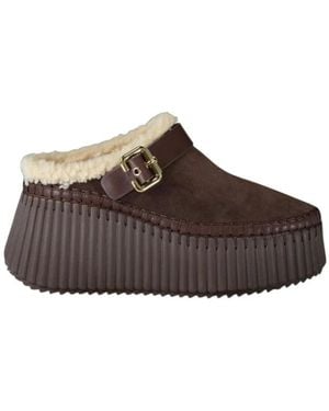 Chloé Nama Keil-Mules - Braun