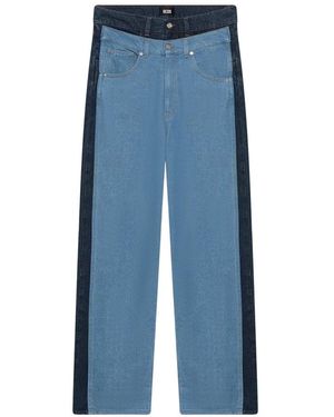 Gcds Denim Gelaagde Loose Fit Broek - Blauw