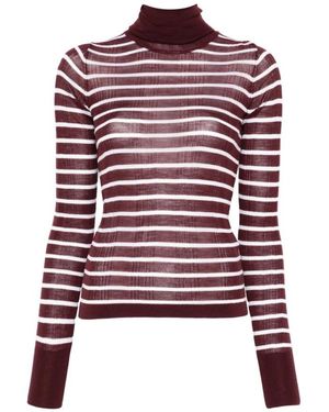 Alysi Truien & Vesten ,Veelkleurig ,Wol Gestreept Top Met Hoge Hals - Rood