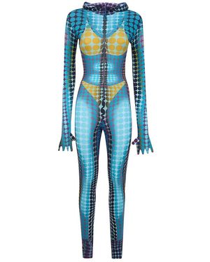 Jean Paul Gaultier "Re-Edition: Jumpsuit" High Neck With Long Sleeves - Blue