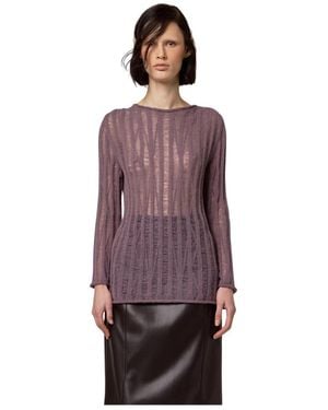 Alpha Studio Truien & Vesten ,Paars ,Girocollo M/Gap Stitch