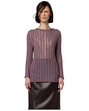 Alpha Studio Truien & Vesten ,Paars ,Girocollo M/Gap Stitch