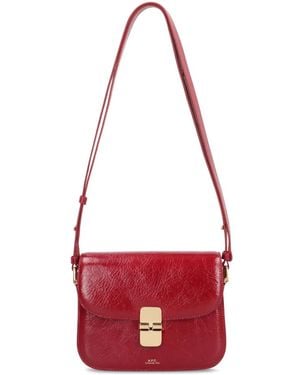 A.P.C. Braune Leder-Schultertasche - Rot