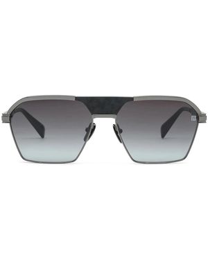 Balmain Accessoires ,Grijs ,Zwarte Rhodium Navigator Zonnebril