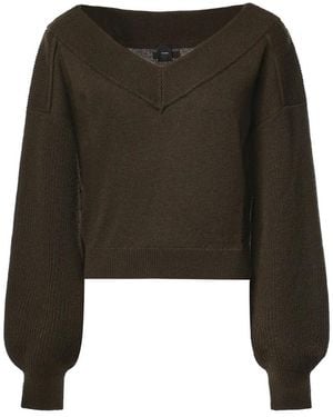 Pinko Truien & Vesten ,Groen ,V-Neck Truien - Zwart