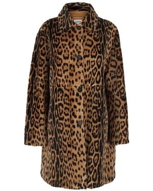 P.A.R.O.S.H. Leopard Print Shearling Jacket Braun