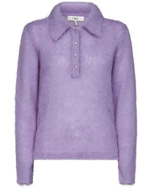 Chloé Round-Neck Knitwear - Purple