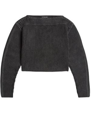 G-Star Truien & Vesten ,Grijs ,Katoen Washed Open Neck - Zwart