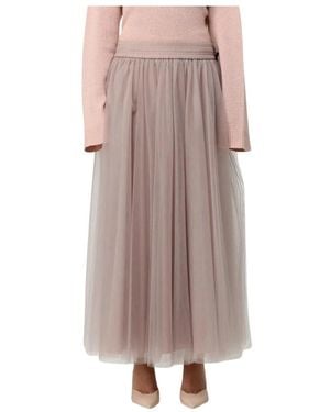 Fabiana Filippi Tulle Gelaagde Rok - Bruin