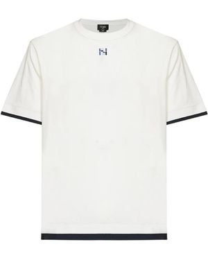 Fendi Tops ,Wit ,Katoen Oversized Crewneck T-Shirt