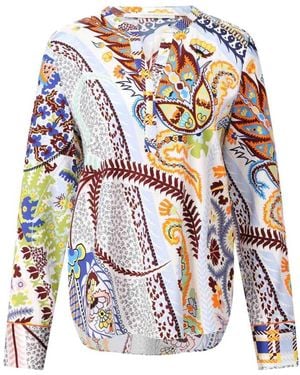 Herzensangelegenheit Zijden Blouse Met Kleurrijke Print - Wit