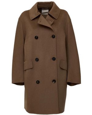 Max Mara Jassen ,Bruin ,Wol Double-Breasted Coat