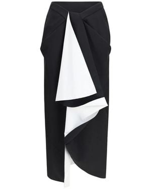 Givenchy Rokken ,Zwart ,Wol Wikkel Midi Rok Van Gebonden Wol En Mohair