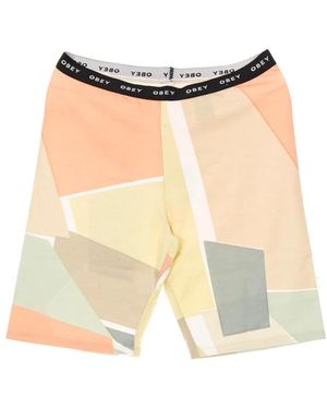 Obey Fitness ,Veelkleurig ,Rayon Peach Multi High Waisted Fietsbroek - Wit