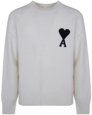 Ami Paris Round-Neck Knitwear - Gris