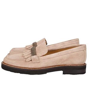 Eleventy Suède Loafer Met Strass - Naturel