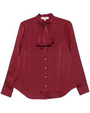 Michael Kors Overhemden ,Rood ,Satijn Satijnen Blouse Met Strik-Hals