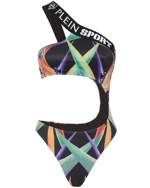 Philipp Plein Badmode ,Veelkleurig ,Polyester Monokini Flowers - Blauw