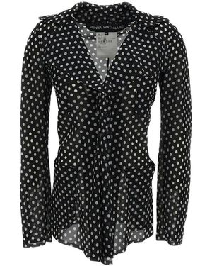 Junya Watanabe Jassen ,Zwart ,Polyester Polka-Dot Ruffled Jacket