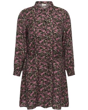 Kaffe Kleedjes ,Veelkleurig ,Kc Belle Shirt Dress - Bruin