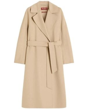 Max Mara Jassen ,Wol Lange Omslagjas - Naturel