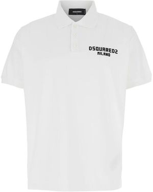 DSquared² Weißes poloshirt mit logo-stickerei