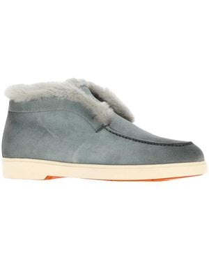 Santoni Schoenen ,Grijs ,Leer Fortune Loafers
