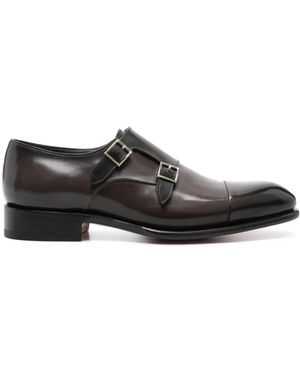 Santoni Suède Kalfsleren Enkellaarsjes - Zwart