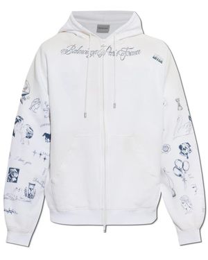 Balenciaga Classic Ink Zip-Up Hoodie - Wit