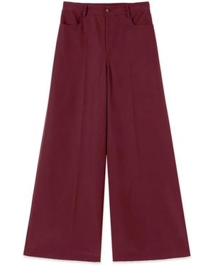 Oltre Hose Mit Weitem Bein Aus Twill - Rot
