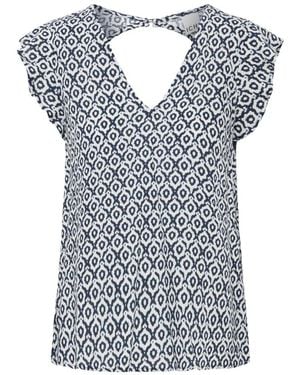 Ichi Eclipse Ikat Tile Bluse - Blau