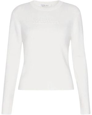 Max Mara Manto Ronde Hals Gebreid - Wit