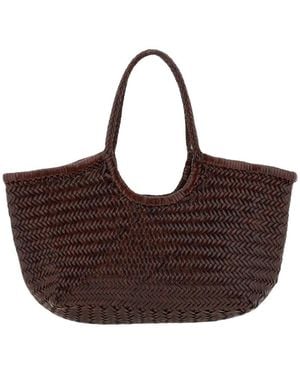 Dragon Diffusion Geweven Leren Tote Bag - Bruin