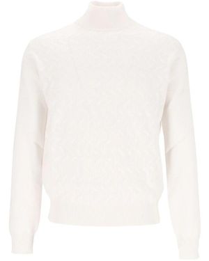 Corneliani Truien & Vesten ,Wit ,Wol Trui Met Hoge Hals Van Wol