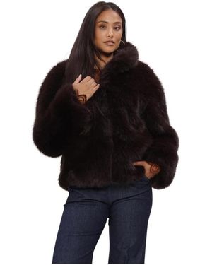 Silvian Heach Jassen ,Bruin ,Furcoat Uninat - Zwart